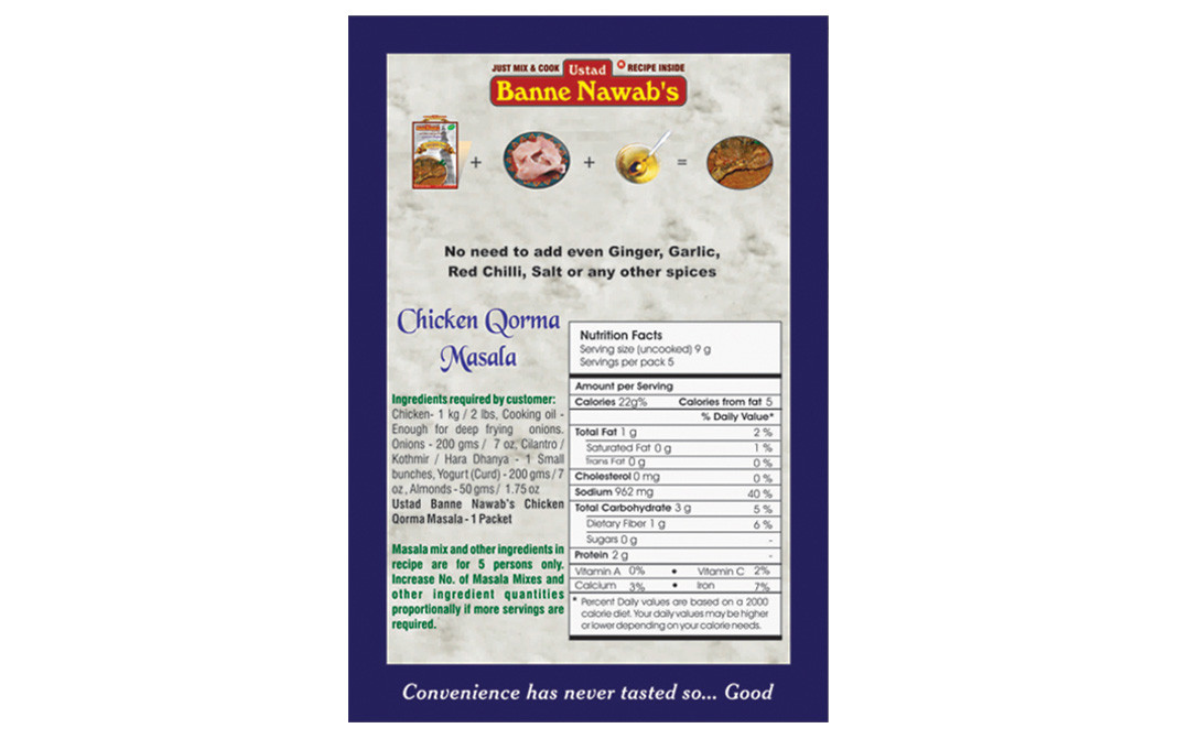 Ustad Banne Nawab's Chicken Qorma Masala    Box  47 grams